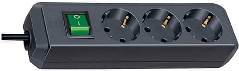 brennenstuhl 1152900 Eco-Line-Steckdosenleiste 3-fach F-Buchsen 5 m Mit Schalter Schwarz