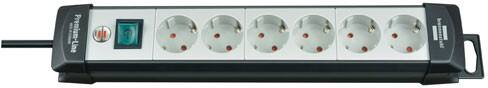 brennenstuhl 1951560101 Steckdosenleiste 6-fach 5 m Mit Schalter Schwarz, Silber