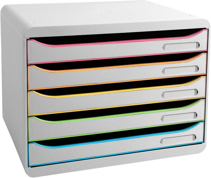 Exacompta Black Office Schubladenbox Kunststoff Mehrfärbig, Weiß 5 Schübe 35,5 x 27 x 27,1 cm A4+