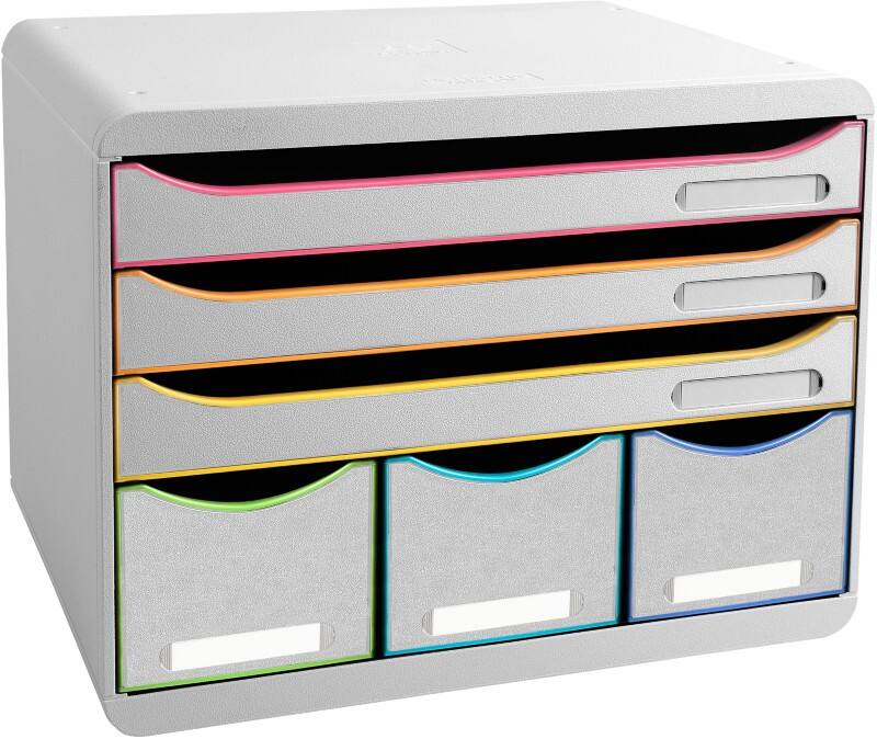 Exacompta Black Office Schubladenbox Kunststoff Mehrfärbig, Weiß 6 Schübe 35,5 x 27 x 27,1 cm A4+