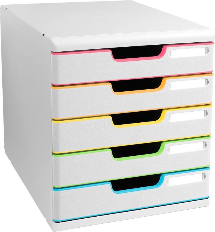 Exacompta Black Office Schubladenbox Kunststoff Mehrfärbig, Weiß 5 Schübe 28,8 x 35 x 32 cm A4+