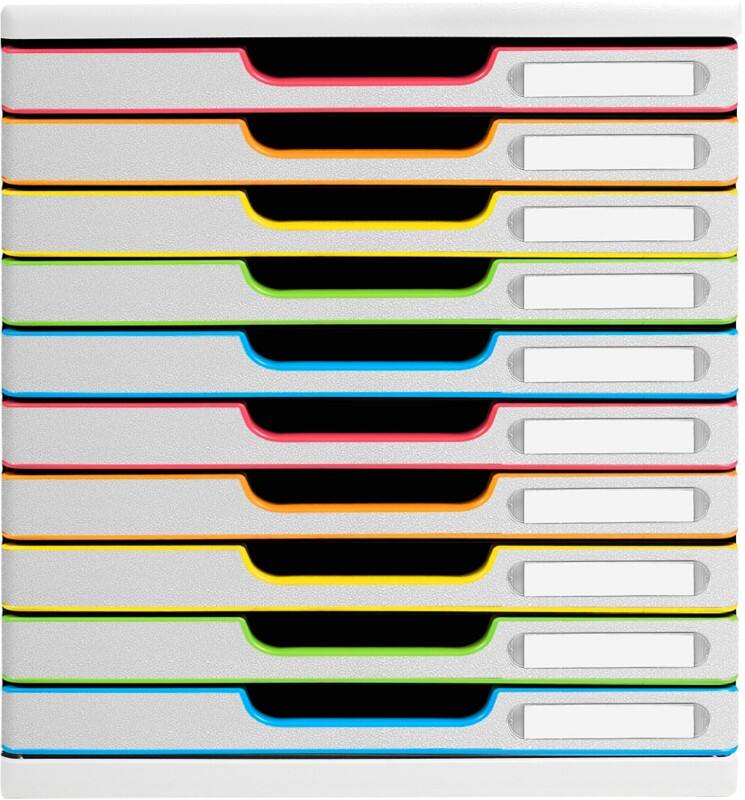 Exacompta Black Office Schubladenbox Kunststoff Mehrfärbig, Weiß 10 Schübe 28,8 x 35 x 32 cm A4+