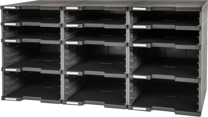 Exacompta ECOBlack Schubladenbox Kunststoff Dunkelgrau 12 Schübe 86,4 x 35,4 x 42,2 cm A4+