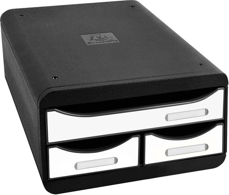 Exacompta Glossy Schubladenbox Kunststoff Weiß 3 Schübe 27,8 x 34,7 x 13 cm A4+