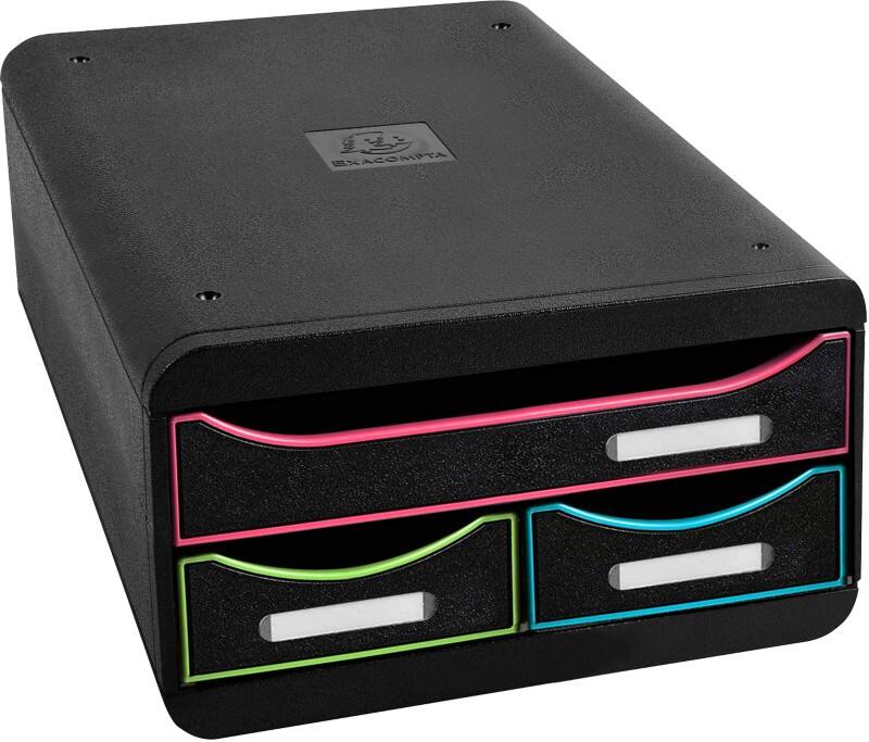 Exacompta Black Office Schubladenbox Kunststoff Mehrfärbig, Schwarz 3 Schübe 27,8 x 34,7 x 13 cm A4+