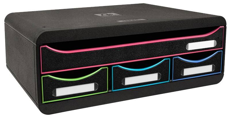 Exacompta Black Office Schubladenbox Kunststoff Mehrfärbig, Schwarz 4 Schübe 35,5 x 27 x 13,5 cm A4+