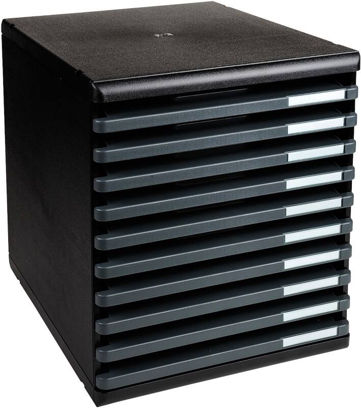 Exacompta ECOBlack Schubladenbox Kunststoff Dunkelgrau 10 Schübe 28,8 x 35 x 32 cm A4+