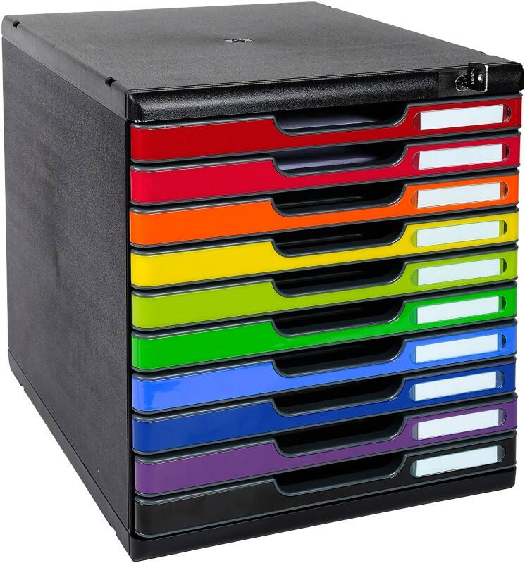 Exacompta Iderama Schubladenbox Kunststoff Mehrfärbig 10 Schübe 28,8 x 35 x 32 cm A4+
