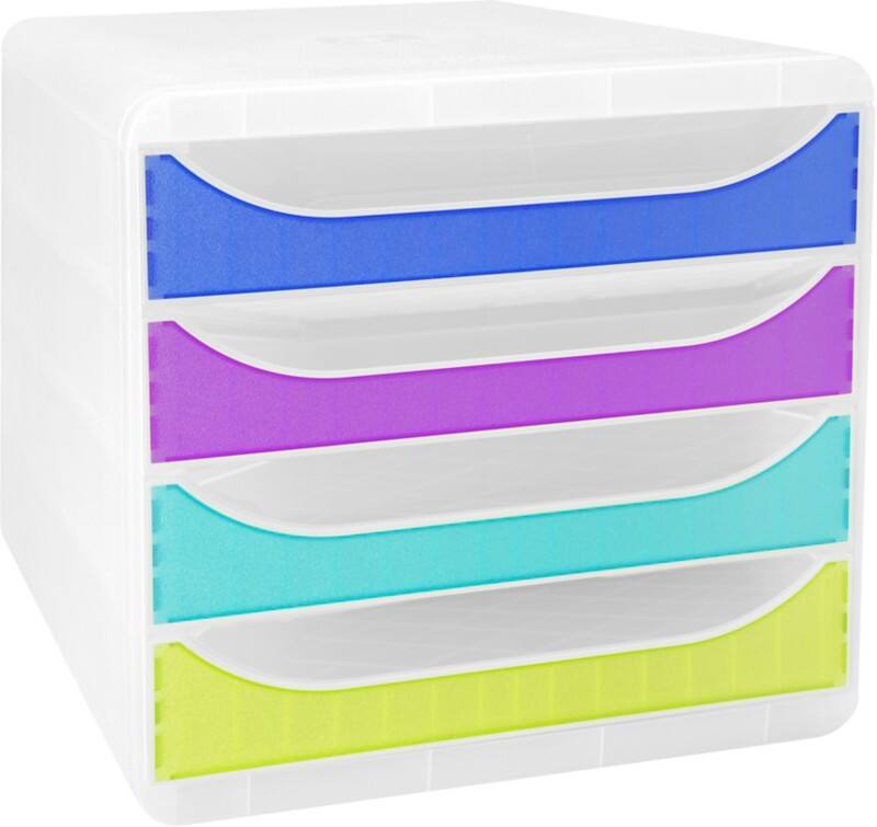 Exacompta Chromaline Schubladenbox Kunststoff Färbig sortiert 4 Schübe 27,8 x 34,7 x 26,7 cm A4+