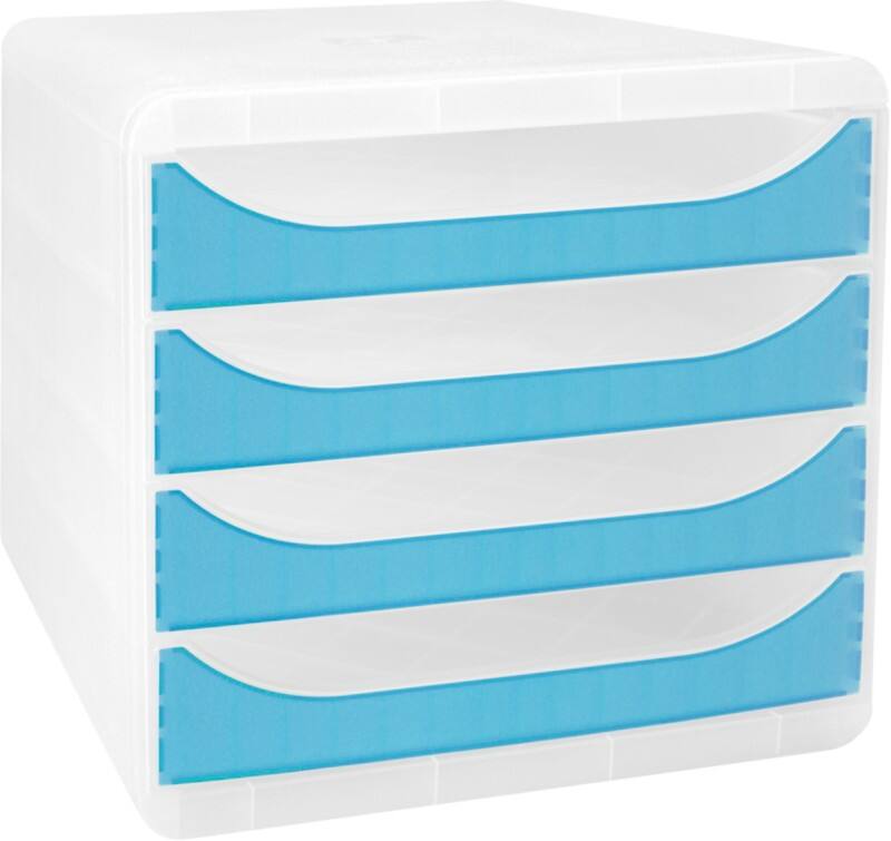 Exacompta Chromaline Schubladenbox Kunststoff Türkis 4 Schübe 27,8 x 34,7 x 26,7 cm A4+ 1
