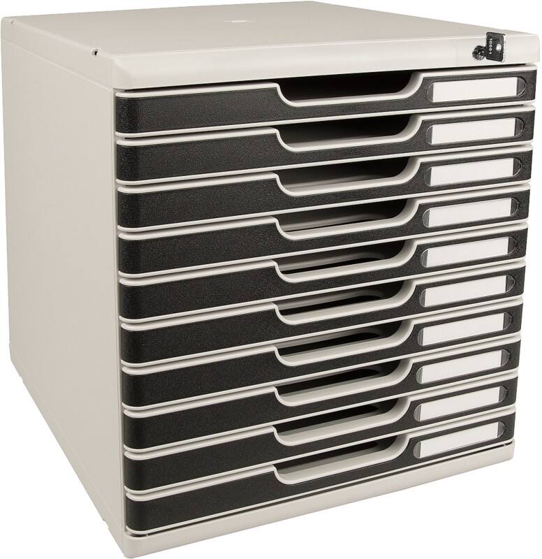 Exacompta Office Schubladenbox Kunststoff Schwarz 10 Schübe 28,8 x 35 x 32 cm A4+