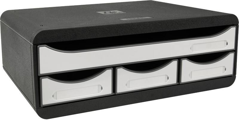 Exacompta Glossy Schubladenbox Kunststoff Weiß 4 Schübe 35,5 x 27 x 13,5 cm A4+