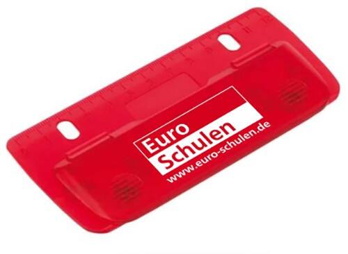 Mini Locher und Lineal Rot Euro Schulen