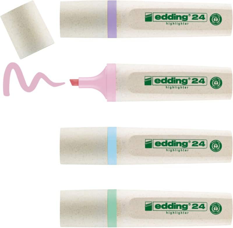 edding 24 EcoLine 24 Textmarker Färbig sortiert Mittel Keilspitze Nachfüllbar