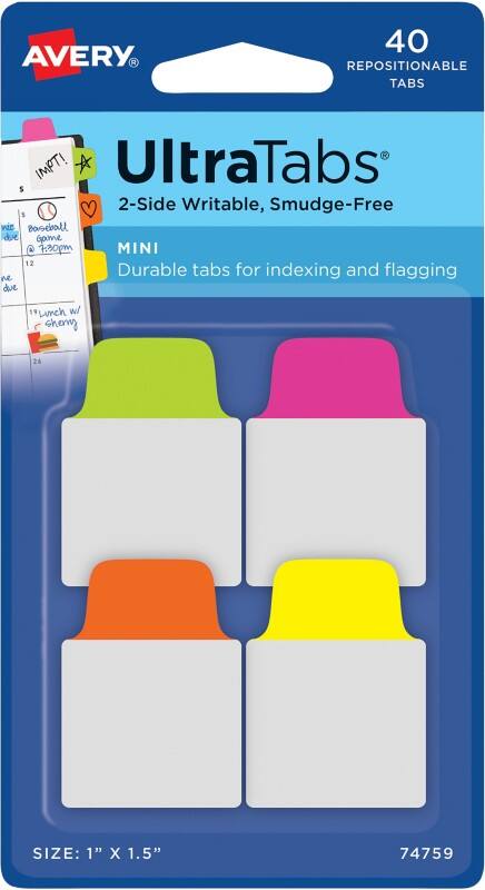 AVERY Zweckform Haftstreifen 1 x 2,5 x 3,8 cm Farbig sortiert 74759 40 Stück