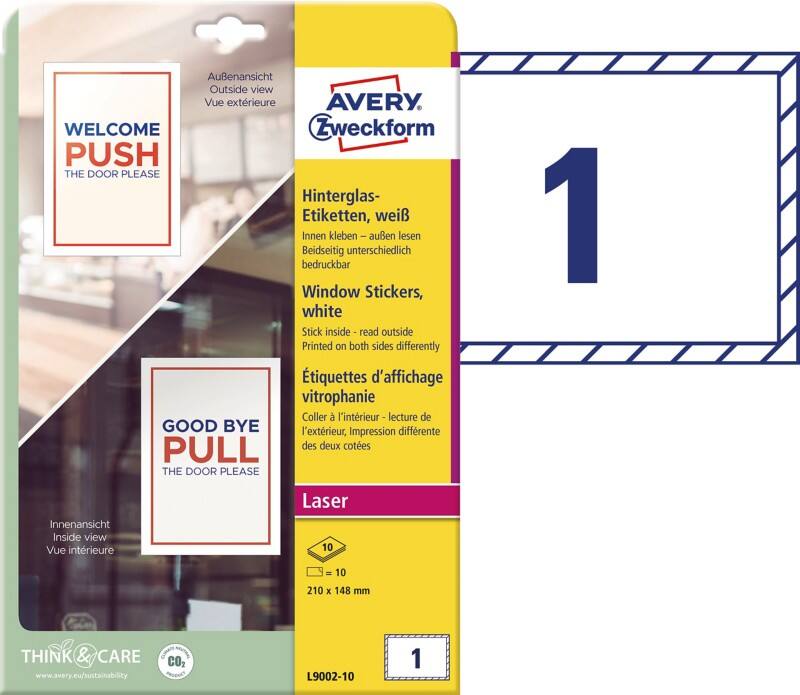 AVERY Zweckform L9002-10 Fenstersticker 5 x 148 mm Weiß 10 Stück