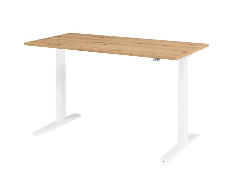 Hammerbacher VXMKA Elektrisch Höhenverstellbar Sitz-Stehschreibtisch Eiche C-Fuß 1.600 (B) x 800 (T) x 1.200 (H) mm Spanplatte, Stahl