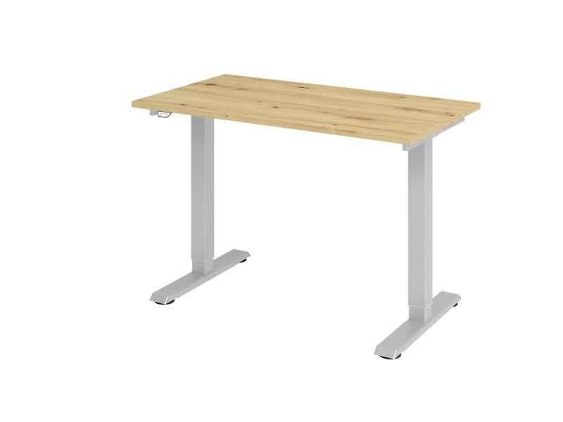 Hammerbacher VXMST Elektrisch Höhenverstellbar Sitz-Stehschreibtisch Eiche T-Fuß 1.200 (B) x 672 (T) x 1.200 (H) mm Spanplatte, Stahl