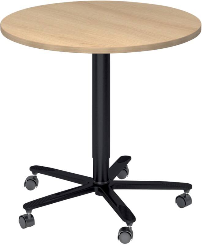 Hammerbacher VST Stehtisch Eiche Drehkreuz aus Metall 800 (B) x 800 (T) x 1.140 (H) mm Spanplatte, Kunststoff, Aluminium