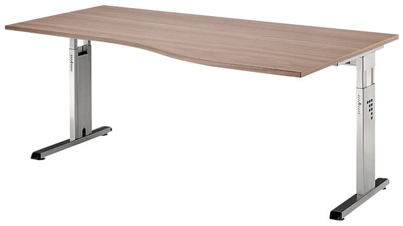 Hammerbacher VOS Schreibtisch Walnuss C-Fuß 1.800 (B) x 1.000 (T) x 850 (H) mm Spanplatte, Stahl