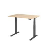 Hammerbacher VXDKB Sitz-Stehschreibtisch Eiche C-Fuß 1.200 (B) x 800 (T) x 1.290 (H) mm Spanplatte, Stahl