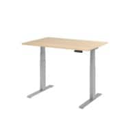 Hammerbacher VXDKB Sitz-Stehschreibtisch Eiche C-Fuß 1.200 (B) x 800 (T) x 1.290 (H) mm Spanplatte, Stahl