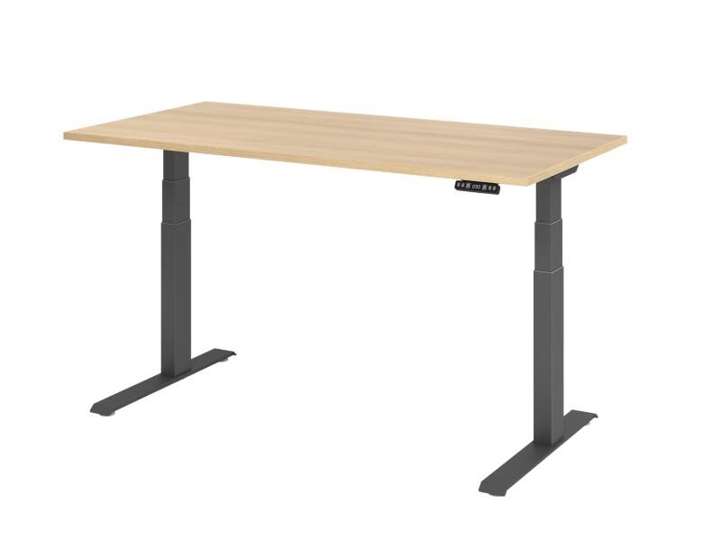 Hammerbacher VXDKB Sitz-Stehschreibtisch Eiche C-Fuß 1.600 (B) x 800 (T) x 1.290 (H) mm Spanplatte, Stahl