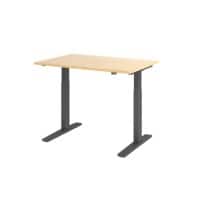 Hammerbacher VXMKA Sitz-Stehschreibtisch Ahorn C-Fuß 1.200 (B) x 800 (T) x 1.200 (H) mm Spanplatte, Stahl