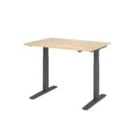 Hammerbacher VXMKA Sitz-Stehschreibtisch Eiche C-Fuß 1.200 (B) x 800 (T) x 1.200 (H) mm Spanplatte, Stahl