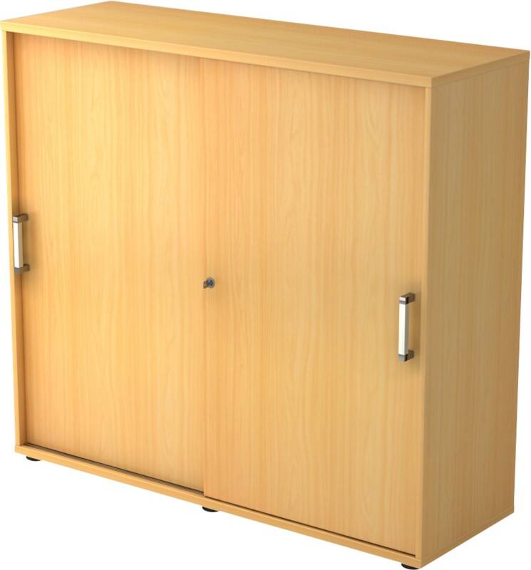 Hammerbacher Schiebetürenschrank Spanplatte 2 Fachböden abschließbar 1.200 x 400 x 1.100 mm Buche Braun