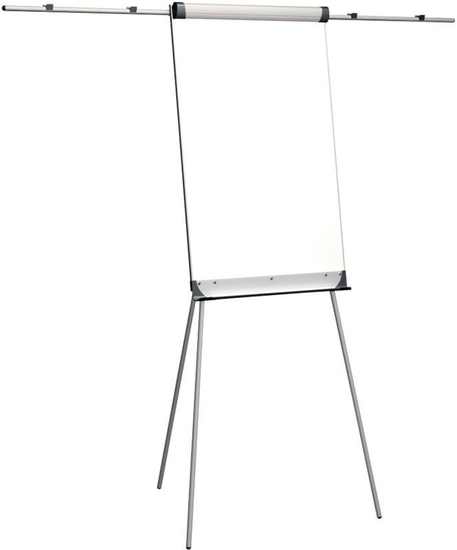 Flipchart DIN A1 Freistehend Dreibeinig Aluminium, Stahl, Plastik Silber, Weiß 700 x 1860 mm 