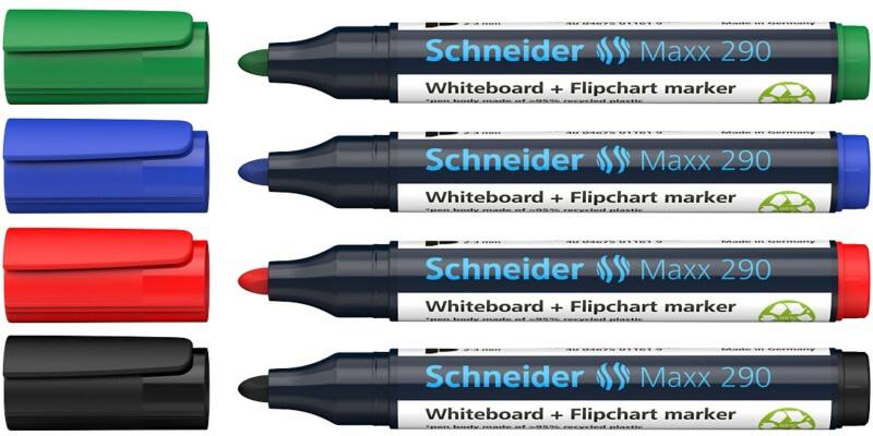 Schneider Maxx 290 96082000 Whiteboard-Marker Färbig sortiert Breit Filzspitze 2 - 3 mm 4 Stück