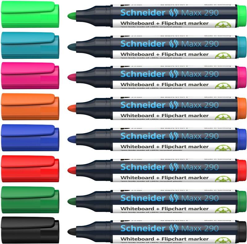 Schneider Maxx 290 96082000 Whiteboard-Marker Färbig sortiert Breit Filzspitze 8 Stück