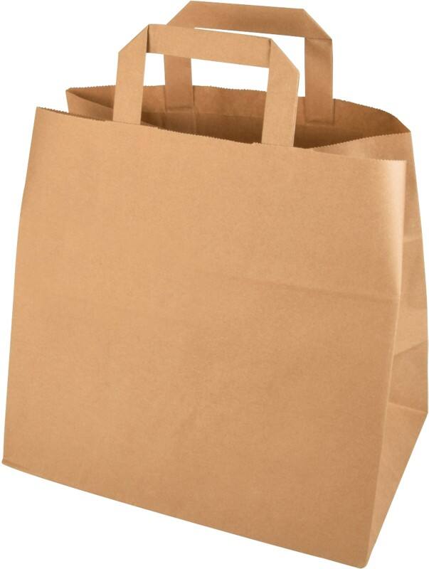 PAPSTAR Tragetasche mit Griff Braun 32 x 17 x 27 cm 50 Stück