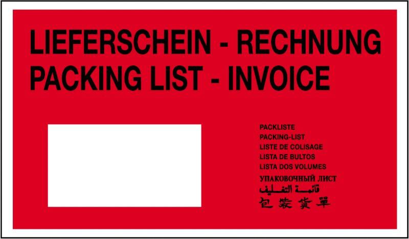 RAJA Selbstklebend Dokumententaschen DL PE (Polyethylen), Silikonpapier Rot, Transparent 22,5 (B) x 11,5 (H) cm 250 Stück