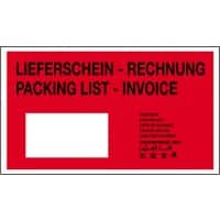 RAJA Selbstklebend Dokumententaschen DL PE (Polyethylen), Silikonpapier Rot, Transparent 22,5 (B) x 11,5 (H) cm 250 Stück