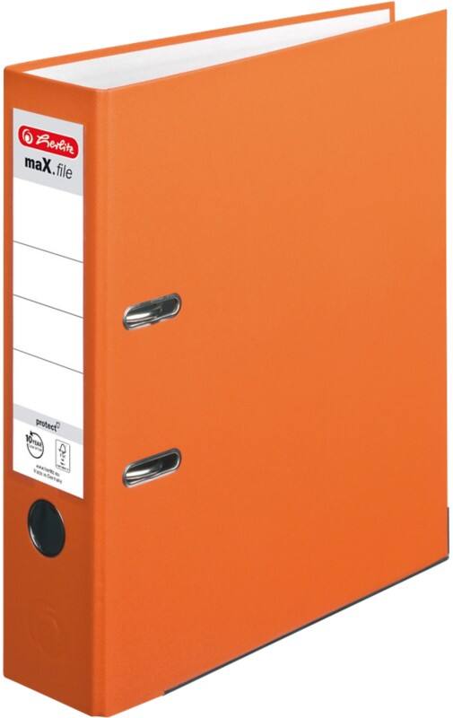 herlitz maX.file protect Ordner Breit A4 80 mm Orange 2 Ringe Kunststoff Texturiert
