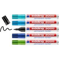 edding Permanentmarker e-3000 Medium Rundspitze Schwarz, Blau, Hellblau, Hellgrün, Türkis