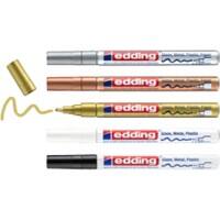 edding Gloss 751 Permanent Lackmarker Färbig sortiert Fein Filzspitze 5 Stück