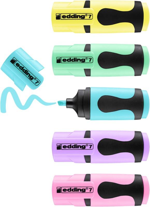 edding Mini 7 Textmarker Färbig sortiert Mittel Keilspitze 1-3 mm 5 Stück