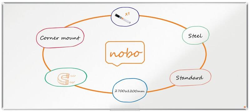 Nobo Premium Plus Whiteboard Magnetisch Lackierter Stahl Einseitig 270 (B) x 120 (H) cm