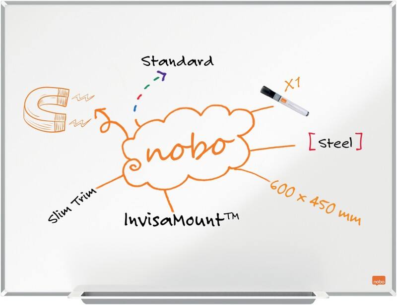 Nobo Impression Pro Whiteboard Magnetisch Lackierter Stahl Einseitig 60 (B) x 45 (H) cm