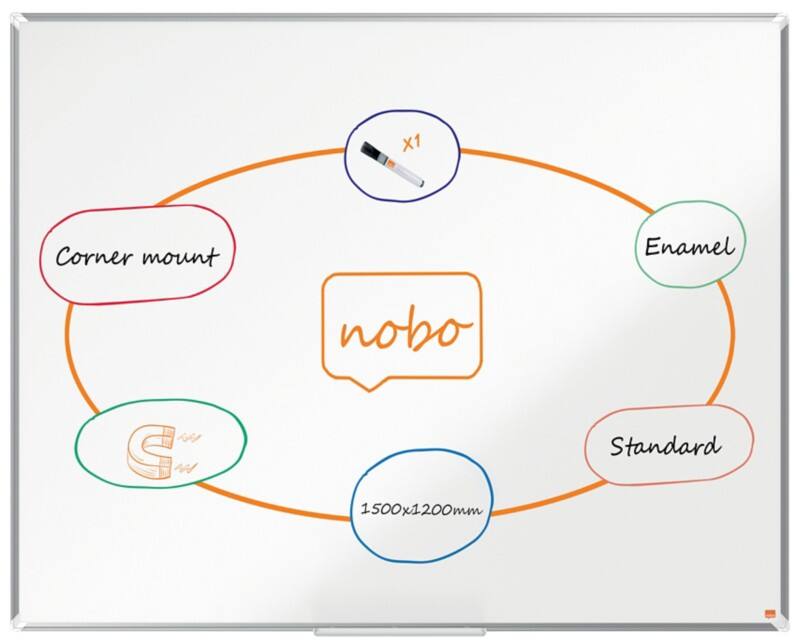 Nobo Premium Plus Whiteboard Wandmontiert Magnetisch Emaille Einseitig 150 (B) x 120 (H) cm