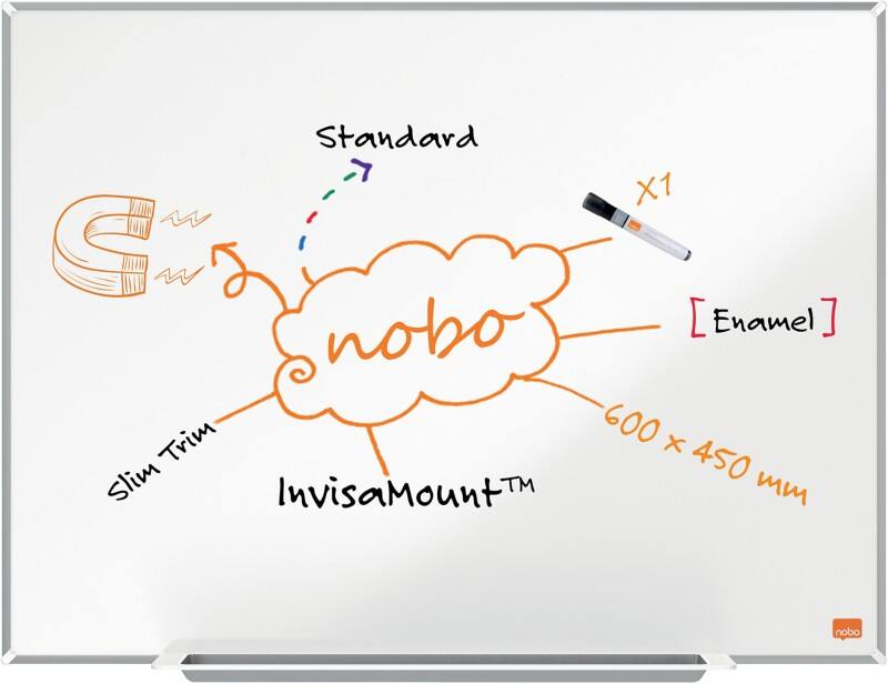Nobo Impression Pro Whiteboard Wandmontiert Magnetisch Emaille Einseitig 60 (B) x 45 (H) cm