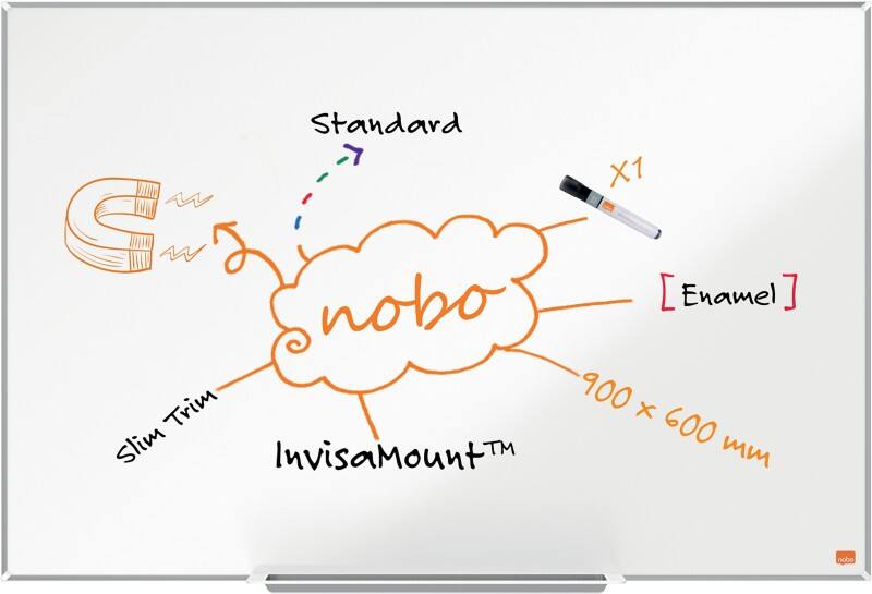 Nobo Impression Pro Whiteboard Wandmontiert Magnetisch Emaille Einseitig 90 (B) x 60 (H) cm
