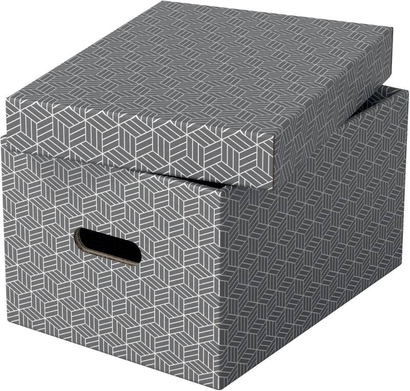 Esselte Home Aufbewahrungsbox 628283 Medium 100 % recycelter Karton Grau 265 x 365 x 205 mm 3 Stück
