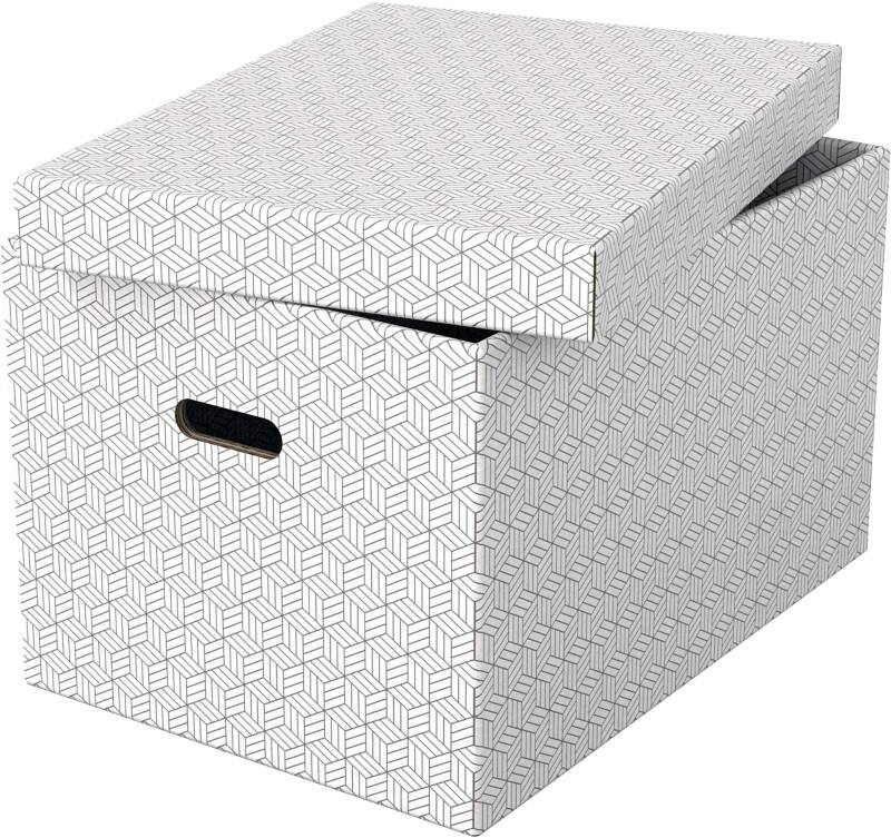 Esselte Home Aufbewahrungsbox 28286 Groß 100 % recycelter Karton Weiß 355 x 510 x 305 mm 3 Stück