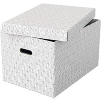 Esselte Home Aufbewahrungsbox 628286 Groß 100% Recycelter Karton Weiß 355 x 510 x 305 mm 3 Stück