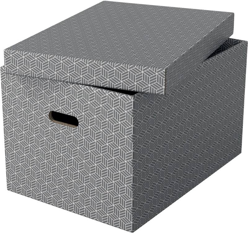Esselte Home Aufbewahrungsbox 628287 Groß 100 % recycelter Karton Grau 355 x 510 x 305 mm 3 Stück