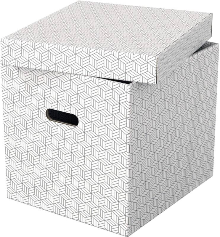 Esselte Home Aufbewahrungsbox 628288 Cube Large 100 % recycelter Karton Weiß 320 x 365 x 315 mm 3 Stück